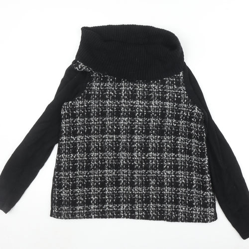 Marks and Spencer Women's Black Cowl Neck Jumper Size 10