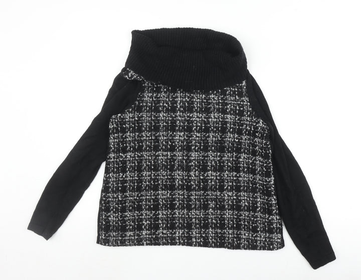 Marks and Spencer Women's Black Cowl Neck Jumper Size 10