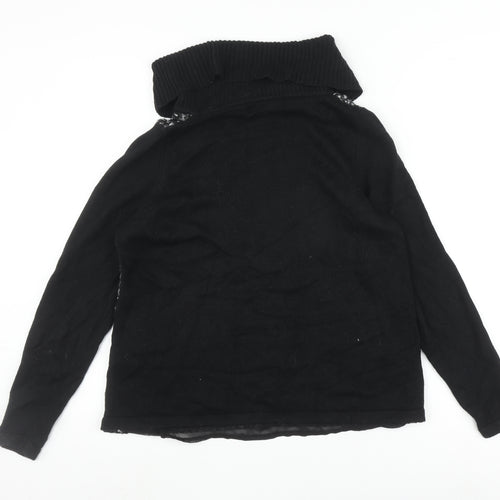 Marks and Spencer Women's Black Cowl Neck Jumper Size 10