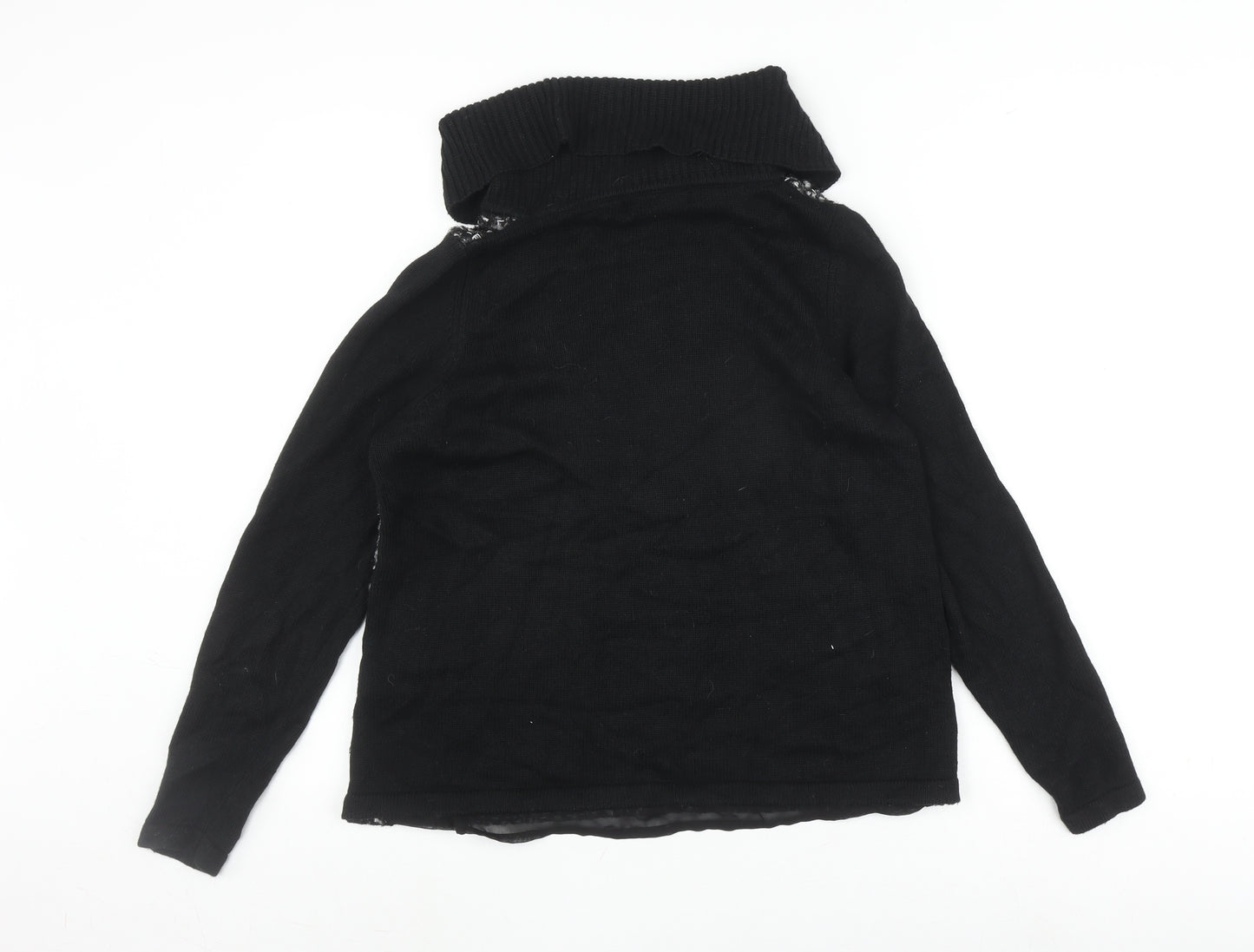 Marks and Spencer Women's Black Cowl Neck Jumper Size 10