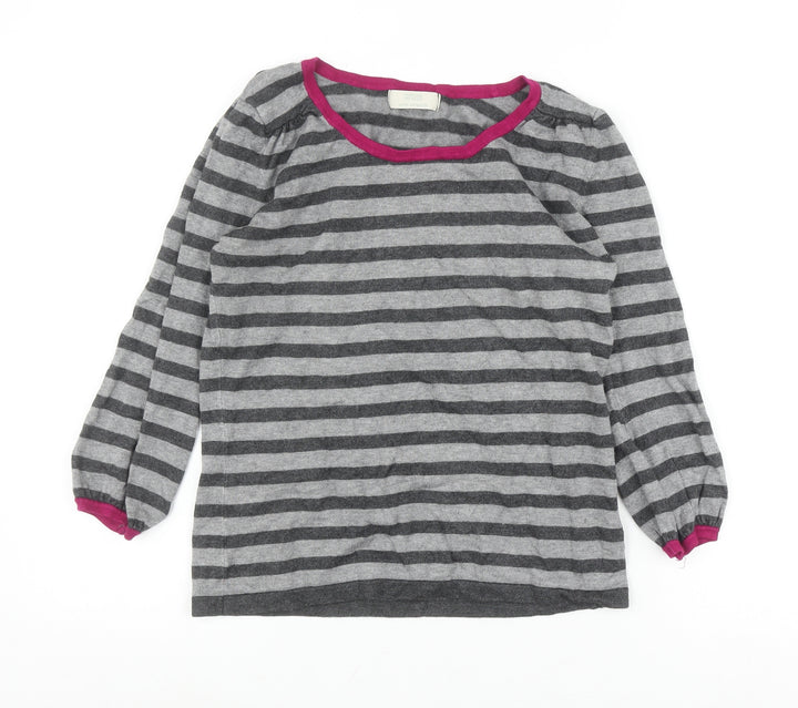 Marks and Spencer Women's Grey Striped Top Size 12