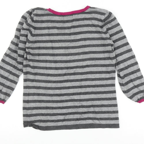 Marks and Spencer Women's Grey Striped Top Size 12