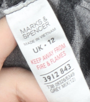 Marks and Spencer Women's Grey Striped Top Size 12