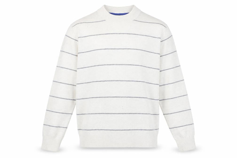 Front view of Ted Baker Ivory Striped Crew Neck women’s jumper
