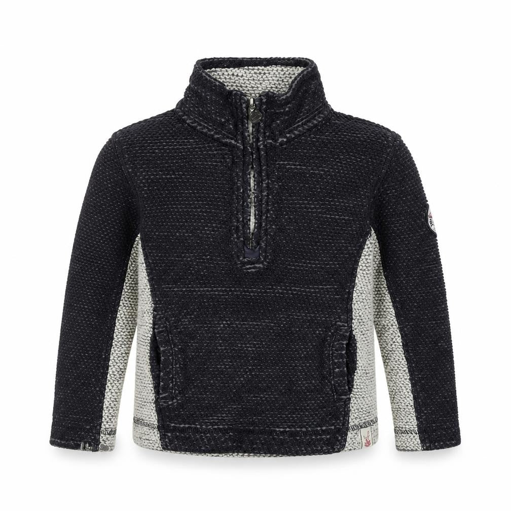 Front view of Weird Fish girls’ black 1/4 zip sweatshirt, size 5-6, years