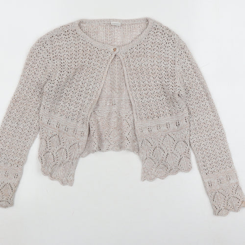 Next Girls Beige Cardigan, Size 6 Years, Long Sleeve Crochet