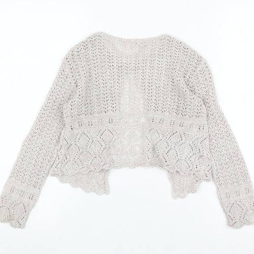 Next Girls Beige Cardigan, Size 6 Years, Long Sleeve Crochet