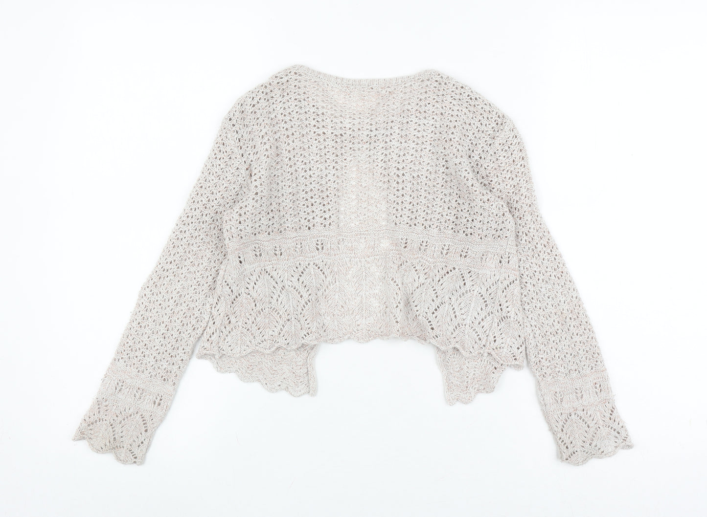 Next Girls Beige Cardigan, Size 6 Years, Long Sleeve Crochet