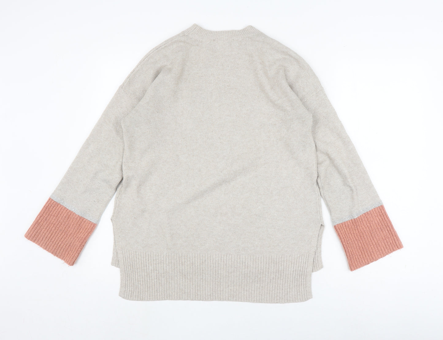Oasis Women's Beige Heart Print Pullover Jumper - Size S
