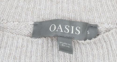 Oasis Women's Beige Heart Print Pullover Jumper - Size S
