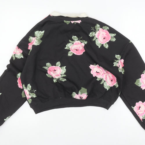 H&M Girls Black Floral Sweatshirt Pullover 13-14 Years