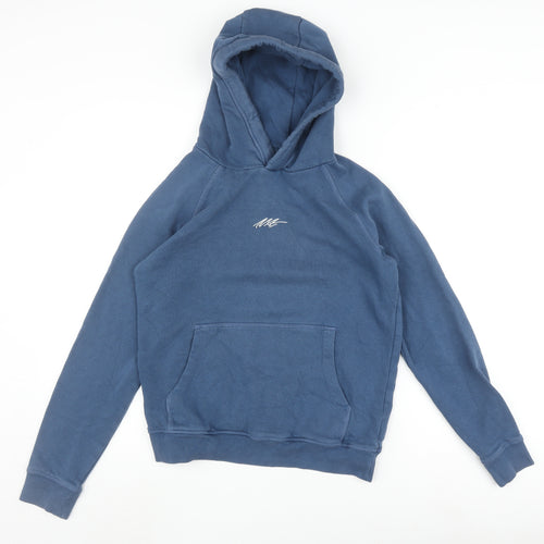Next Boys Blue Hoodie Age 12-13 Pullover Logo Graphic