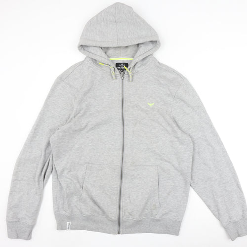 Threadbare Men's Grey Hoodie, L, Full Zip, Hooded, Logo