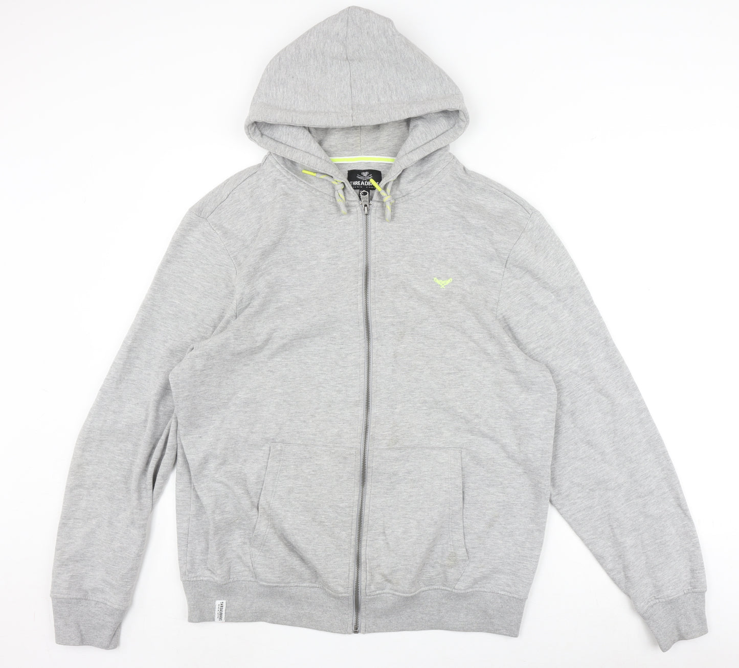 Threadbare Men's Grey Hoodie, L, Full Zip, Hooded, Logo