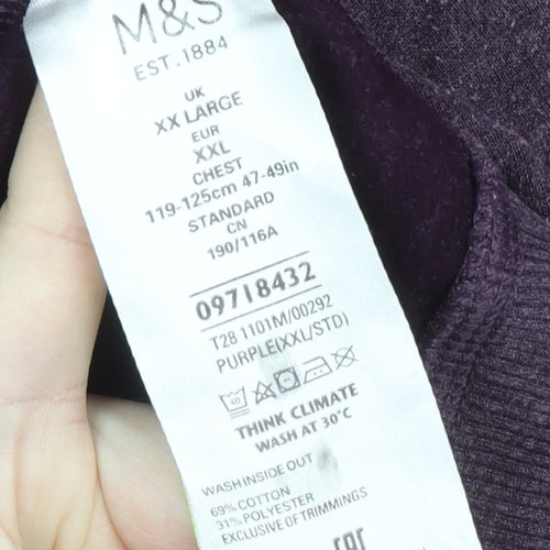 Marks and Spencer Men's Purple Crew Neck Sweatshirt XL