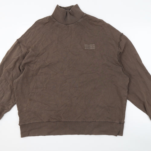 Collusion Brown High Neck Pullover Sweatshirt Men S