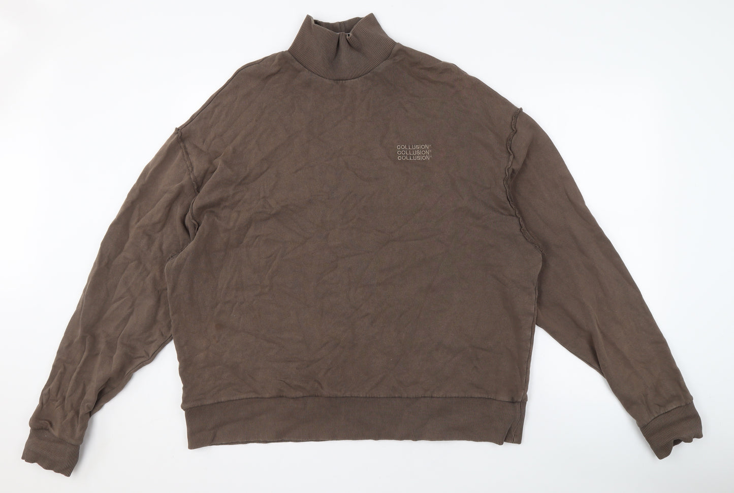 Collusion Brown High Neck Pullover Sweatshirt Men S
