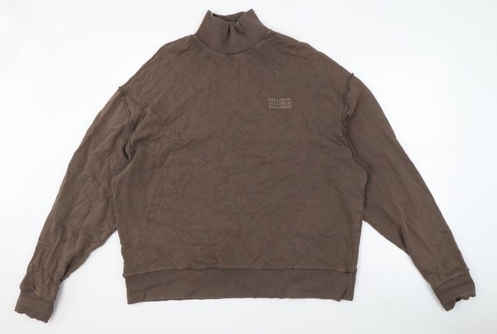 Collusion Brown High Neck Pullover Sweatshirt Men S