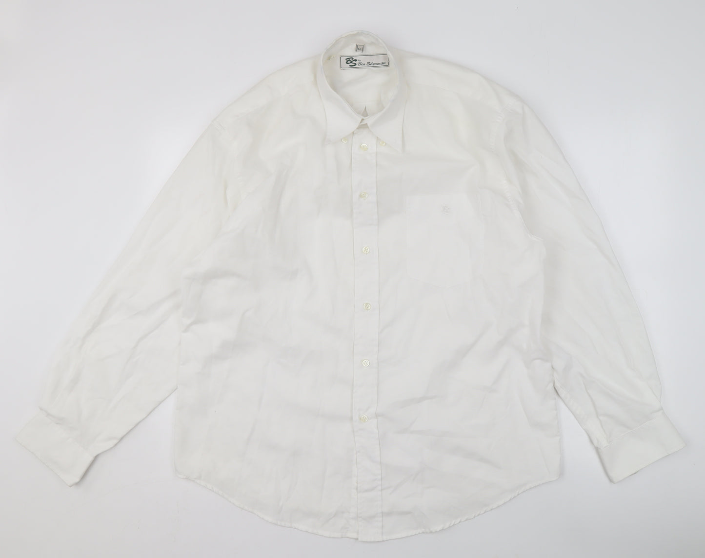 Ben Sherman Men's White Dress Shirt L Formal Cotton