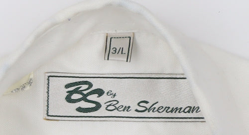 Ben Sherman Men's White Dress Shirt L Formal Cotton