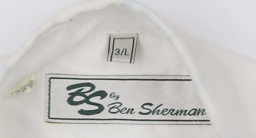 Ben Sherman Men's White Dress Shirt L Formal Cotton