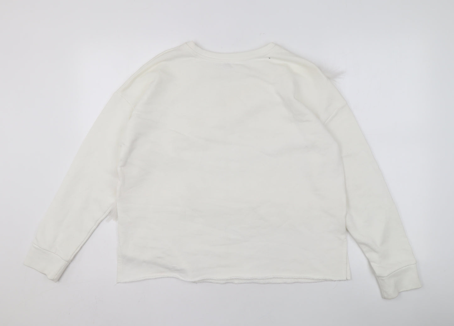 River Island Women’s White Fur Trim Pullover Sweatshirt S