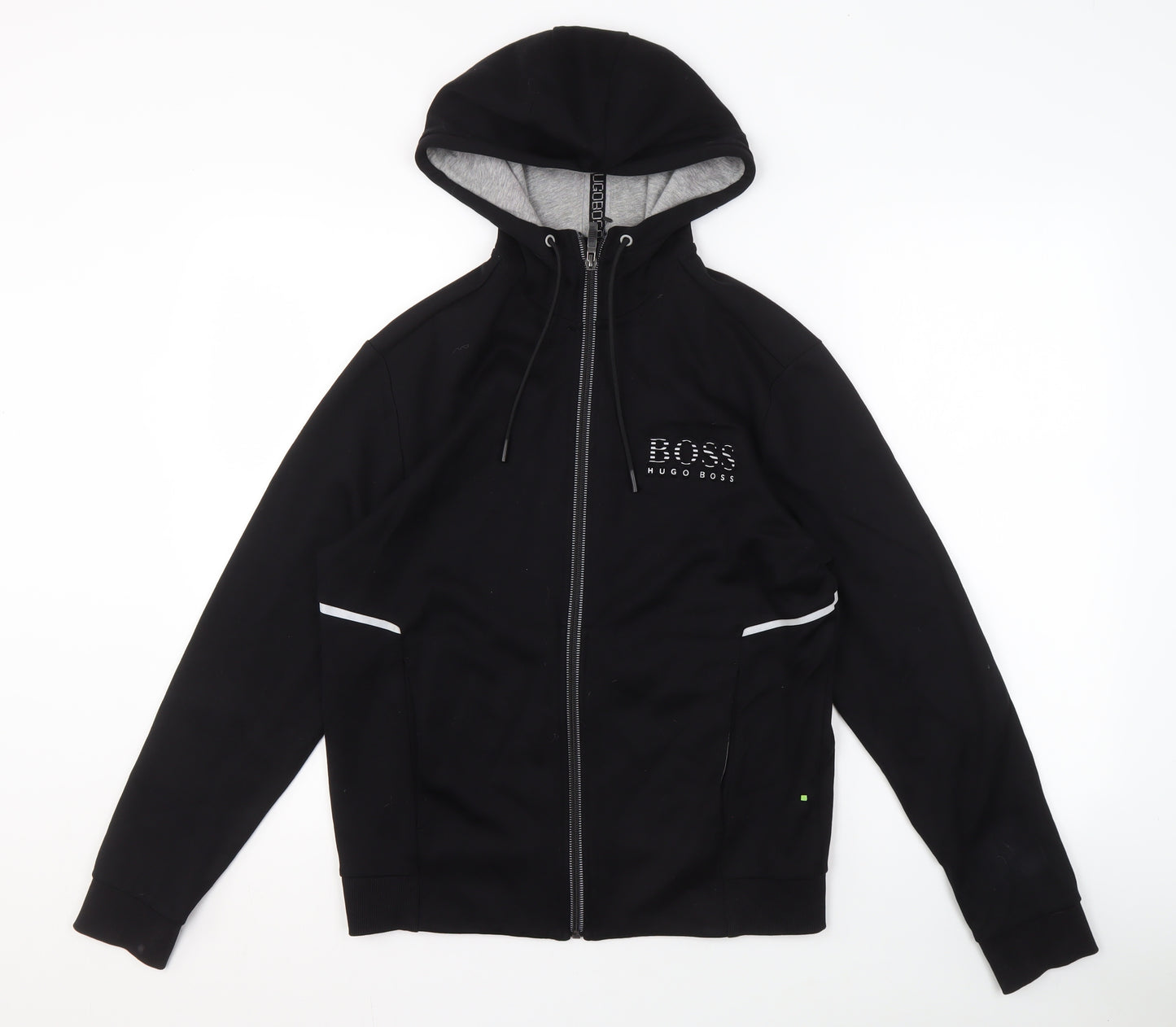 Hugo Boss Men's Black Full Zip Hoodie S, Reflective