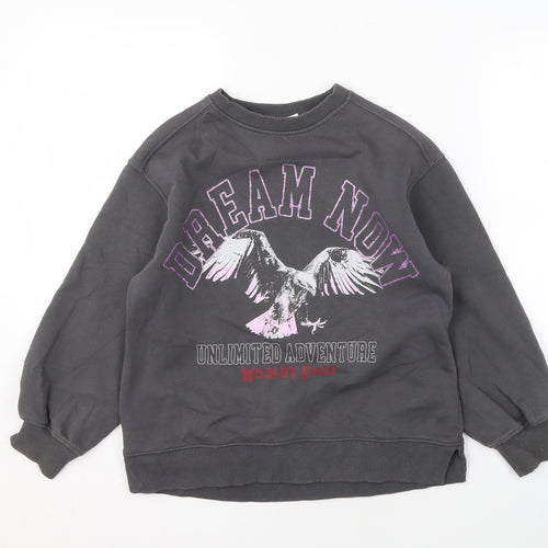 Zara Girls Black Graphic Print Sweatshirt 8-9 Years