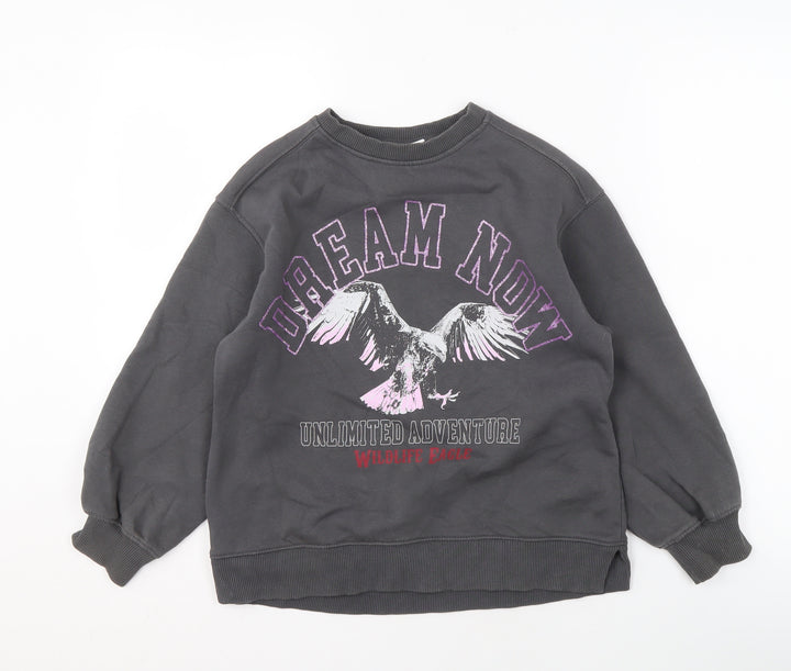 Zara Girls Black Graphic Print Sweatshirt 8-9 Years