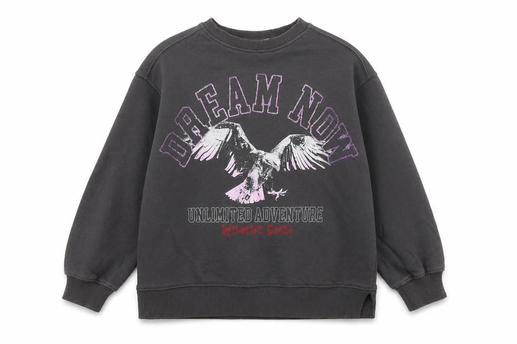 Front view of Zara girls’ black graphic print sweatshirt 8-9 years