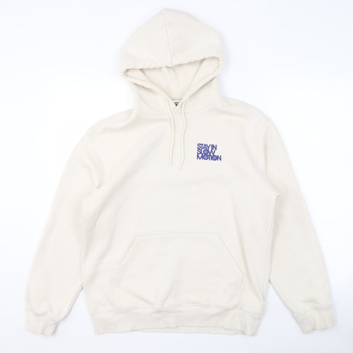 H&M Unisex Ivory Hoodie S Relaxed Fit Graphic Design