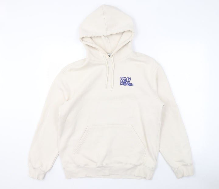 H&M Unisex Ivory Hoodie S Relaxed Fit Graphic Design