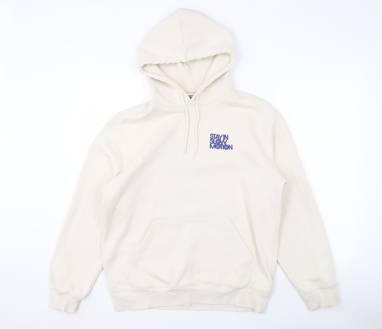 H&M Unisex Ivory Hoodie S Relaxed Fit Graphic Design