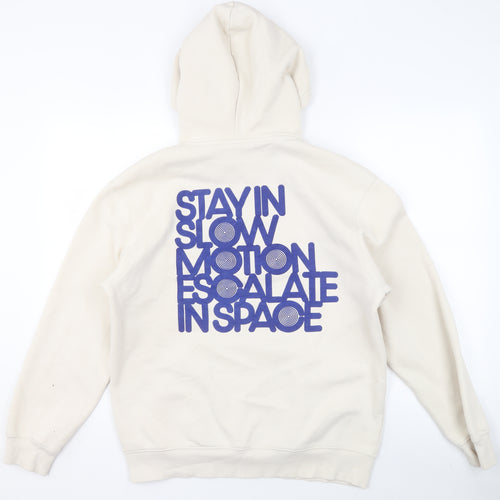 H&M Unisex Ivory Hoodie S Relaxed Fit Graphic Design