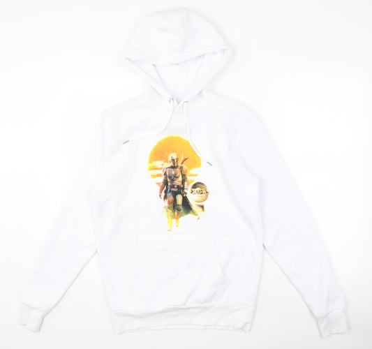 Front view of Star Wars Men's White S Fleece Hoodie Pullover