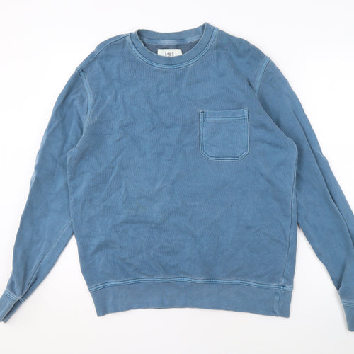 Marks and Spencer Men's Blue Pullover Sweatshirt - M
