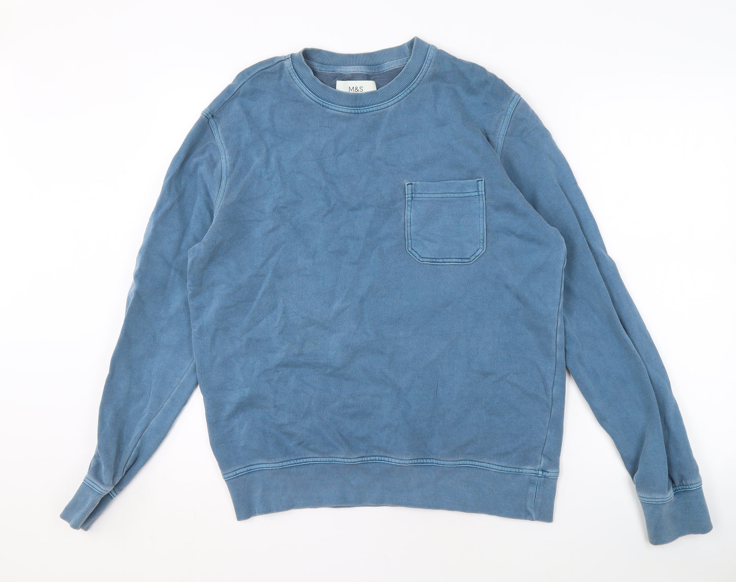 Marks and Spencer Men's Blue Pullover Sweatshirt - M