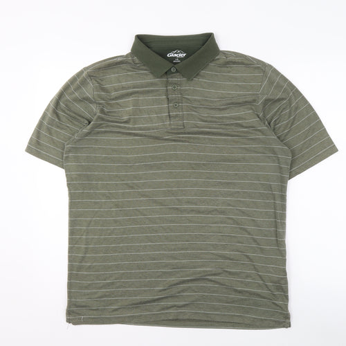 Glacier Men’s Green Striped Polo Shirt - Size L