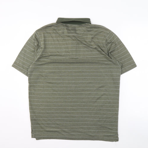 Glacier Men’s Green Striped Polo Shirt - Size L