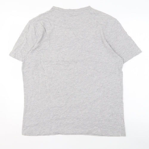 Champion Men's Grey Crew Neck T-Shirt, Size L, Logo