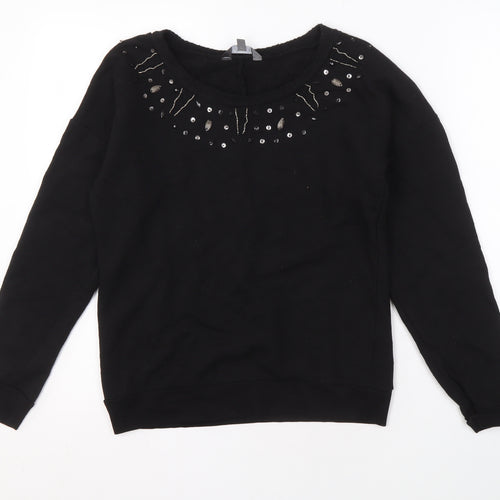 Limited Collection Women's Black Beaded Pullover Sweatshirt