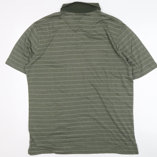 Glacier Men's Green Striped Polo Shirt Large
