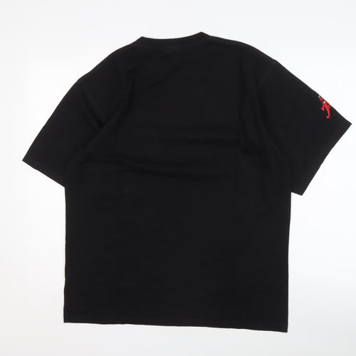 Chilliheads Men's Black Cotton Crew Neck T-Shirt with Logo Size L