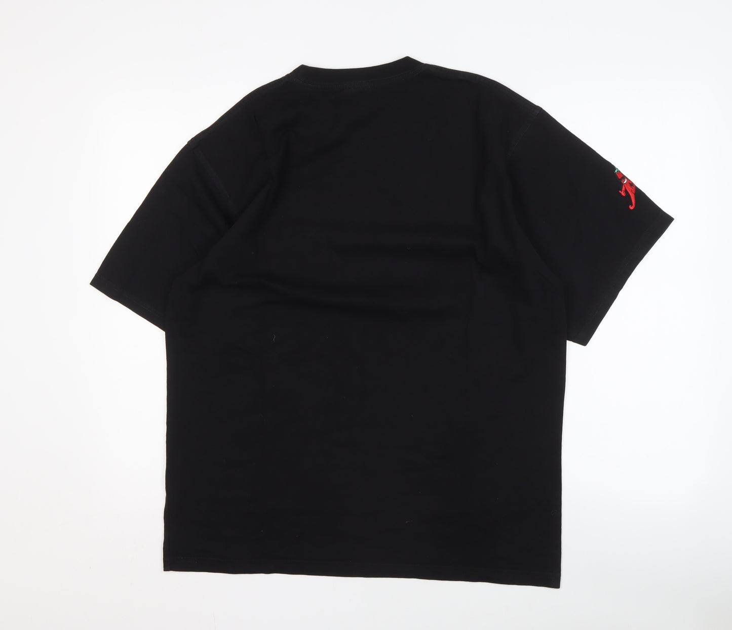 Chilliheads Men's Black Cotton Crew Neck T-Shirt with Logo Size L