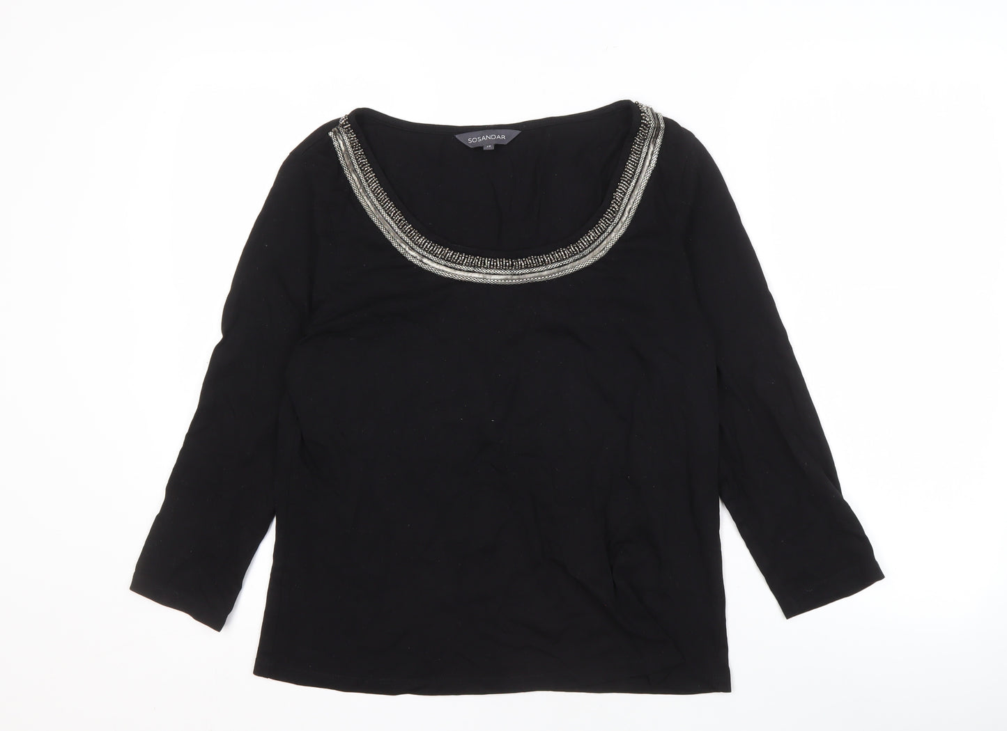 Sosandar Women's Black Beaded Blouse Size 14