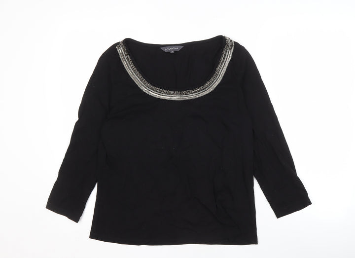 Sosandar Women's Black Beaded Blouse Size 14
