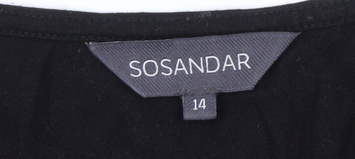 Sosandar Women's Black Beaded Blouse Size 14
