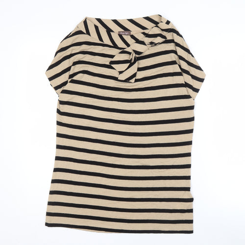 Phase Eight Women's Beige Striped Bow Blouse, Size 12