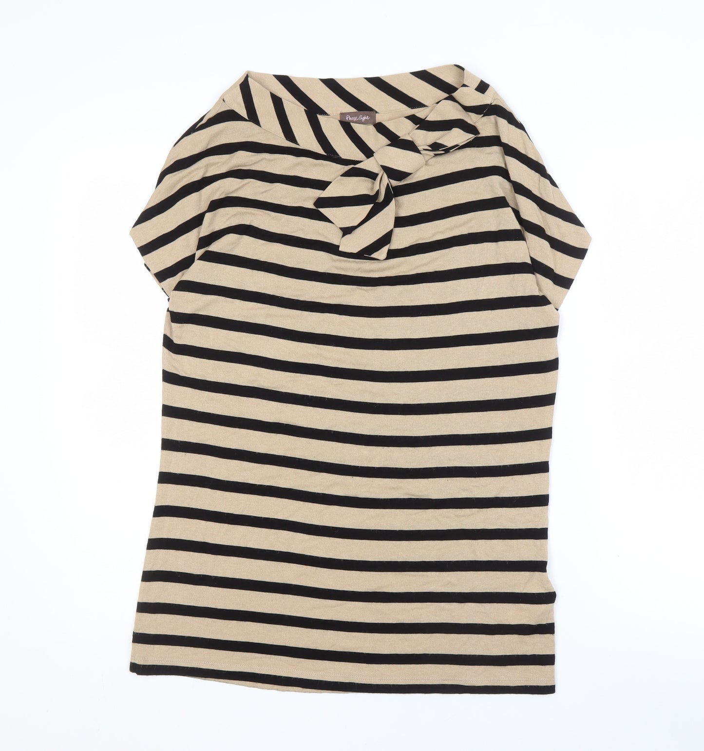 Phase Eight Women's Beige Striped Bow Blouse, Size 12