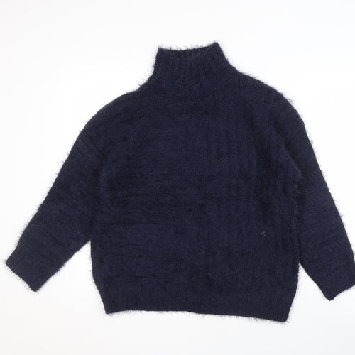 Marks and Spencer Women's Blue High Neck Pullover Jumper M